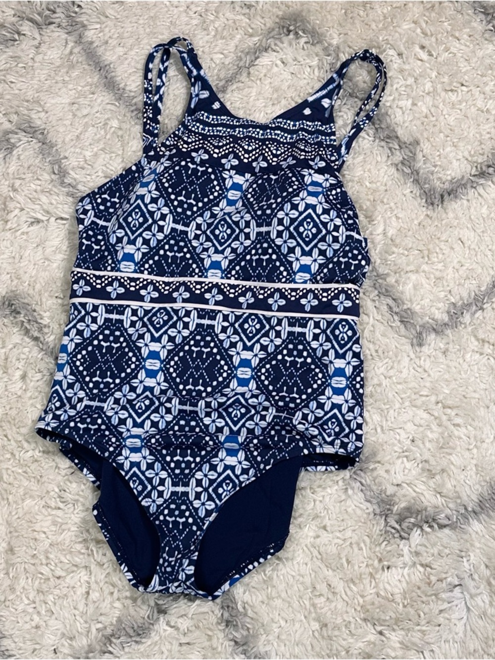Tommy Bahama Navy and White Printed Swimwear one piece